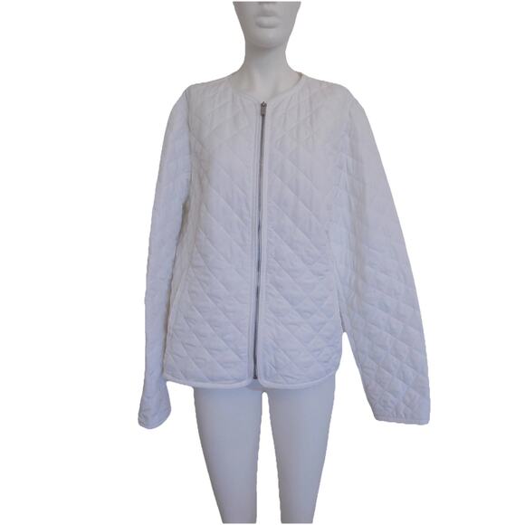 Croft & Barrow white quilted jacket coat zip front size XL - Picture 2 of 8
